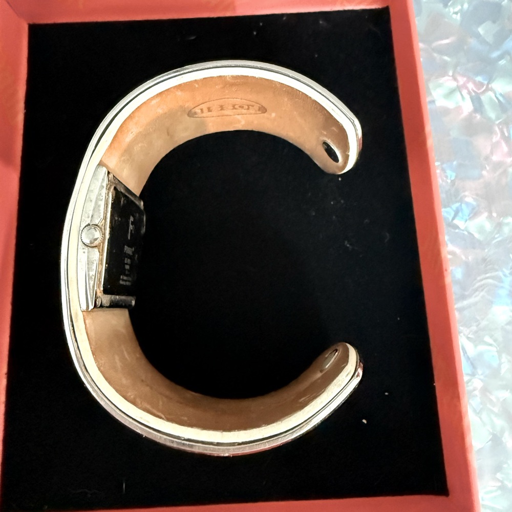 Ladies Fossil ES 1753 Silver Tone Floral Cuff Watch